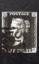 Queen Victoria GB Penny Black SG.1 Pl.8 Used Black MX 4 Large Margins Quality VF