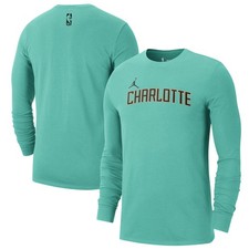 Jordan Nike Mens Charlotte Hornets Long Sleeve City Edition T-shirt 2XL XXL NEW