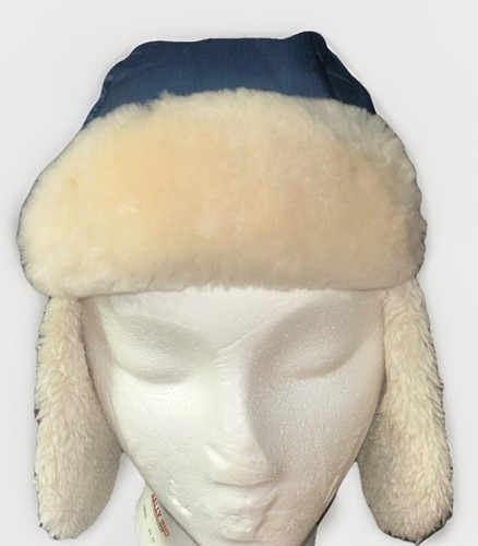 UGG Blue White Sheepskin Trapper Hat Unisex Kids Size 4-6 Years