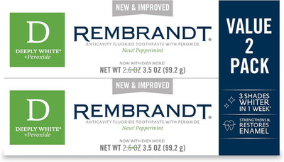 Rembrandt Deeply White + Peroxide Whitening Toothpaste, Peppermint Flavor, 3.5-O