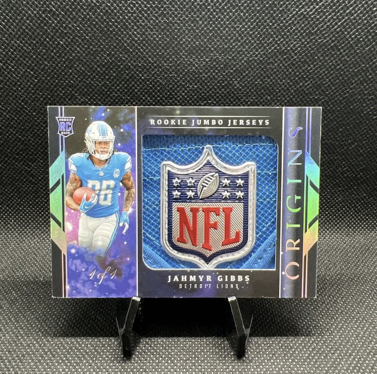 2023 ORIGINS JAHMYR GIBBS 1/1 NFL Shield 🥶🦁Rookie Jumbo Jersey