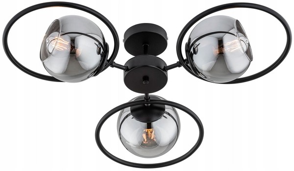 Deckenlampe Esszimmer 3-Flammig Rauchglas E27 L:62 Cm Deckenleuchte Wohnzimmer-image
