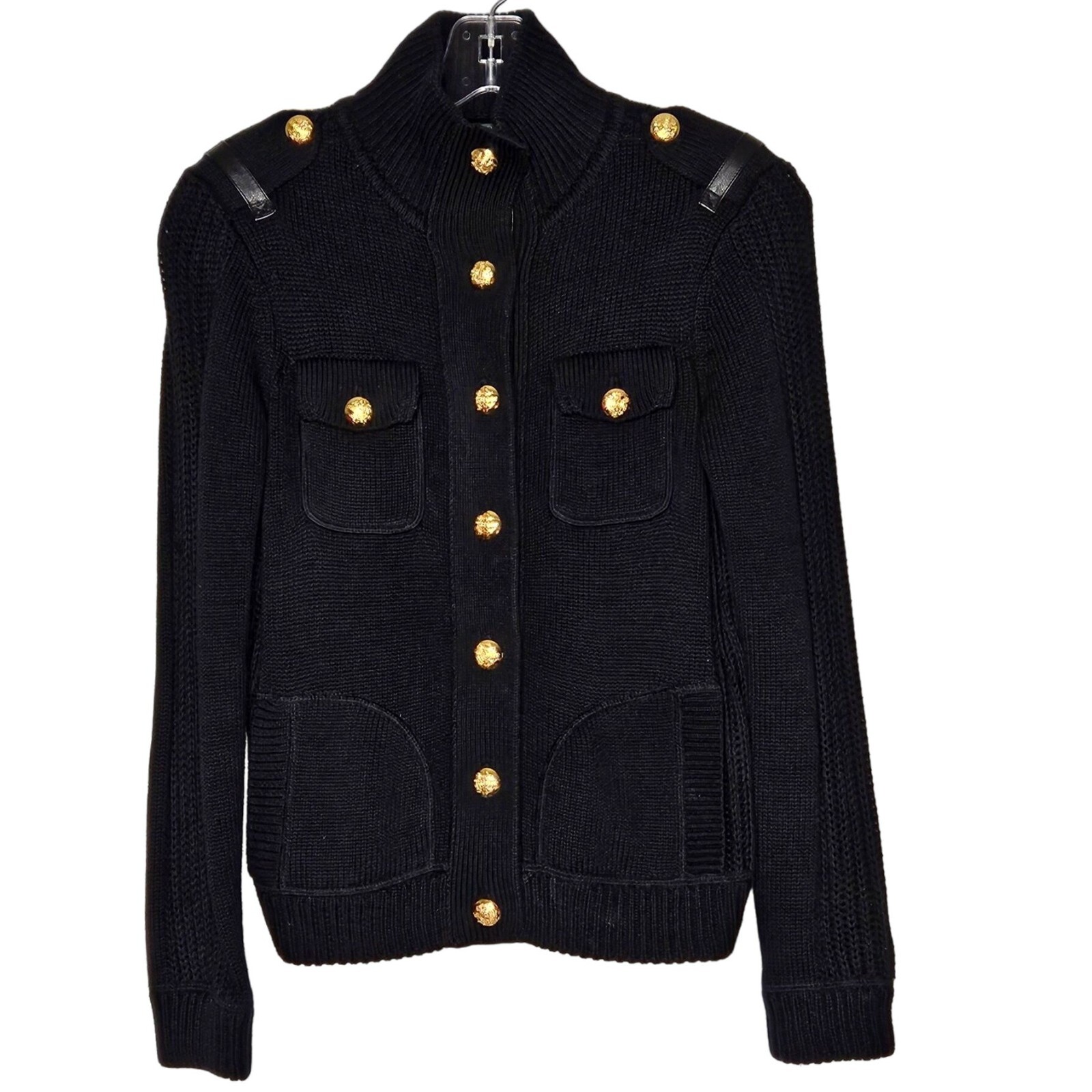 Lauren Ralph Lauren Military Style Cardigan Gold Butt… Gem