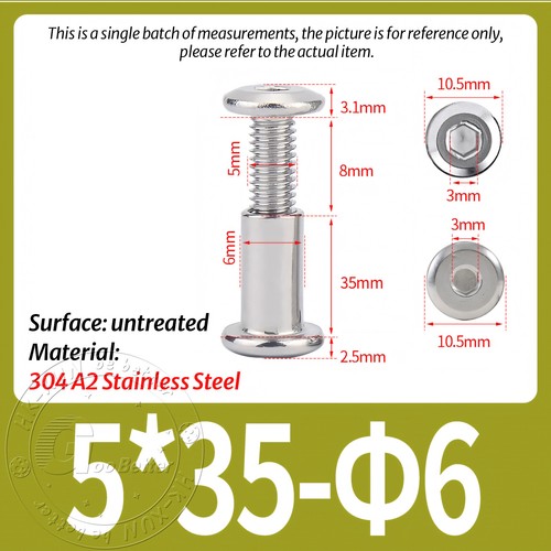 FURNITURE JOINT CONNECTOR BOLT & CAP NUT - ALLEN KEY HEAD - A2 STAINLESS STEEL - Picture 77 of 144