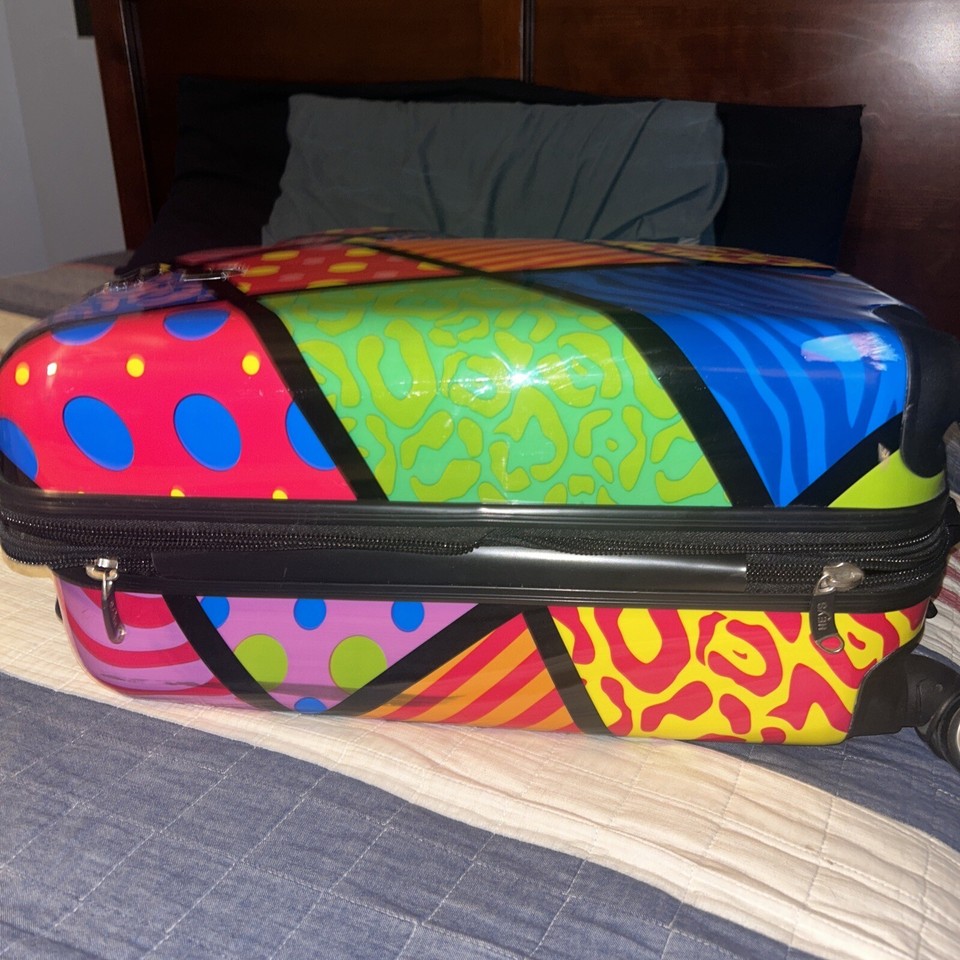 Heys 22” Milano Hard case Abstract Luggage Spinner carryon Colorful, Sturdy eBay