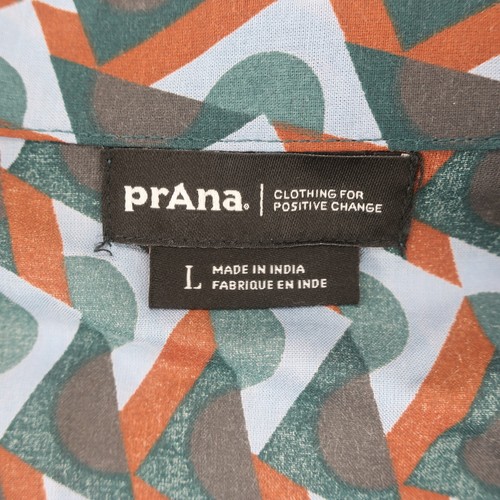 prAna Short Sleeve Iguala High Tide Retro Geo Button Up Shirt Womens Large - Picture 6 of 12