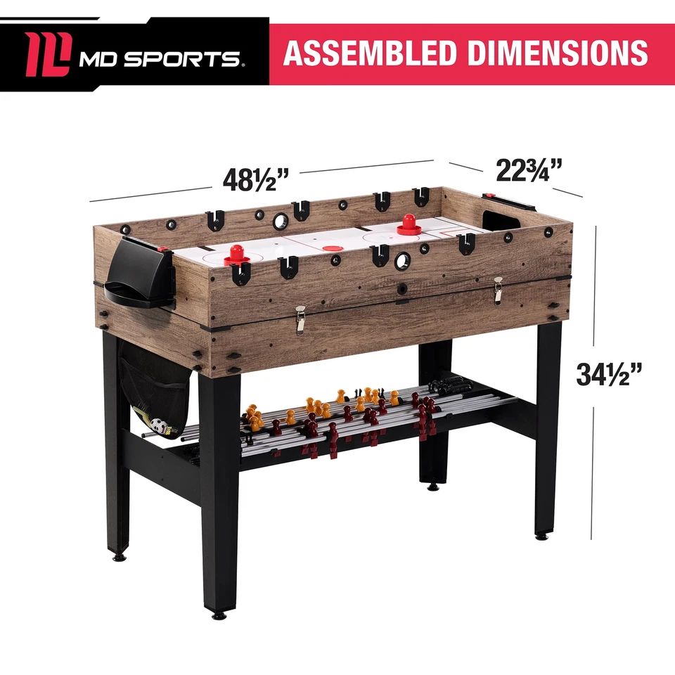 Mesa de juego de hockey MD Sports 48" 3 en 1 combo accionada por aire, negra Foto 4 de 4