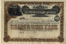 Chattanooga Union Railway Company Stock Certificate Tennessee 