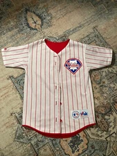 Philadelphia Phillies Youth Jersey. Vintage. Majestic. Pinstripes Reversible L