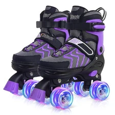 Kids Adjustable Roller Skates for Girls Boys with Light Up Wheels for Beginners
