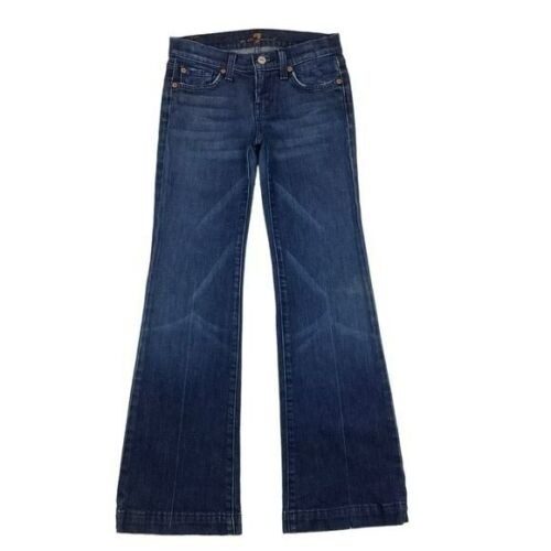 7 For All Mankind DOJO Flare Leg Jeans Blue 25 - Picture 3 of 15