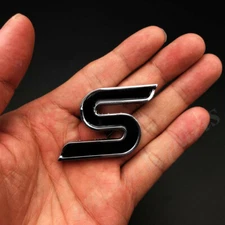 3D Metal Black S Car Trunk Rear Emblem Badge Decal Sticker V6 AWD Sport