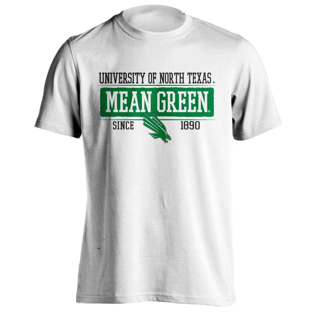 North Texas Mean Green Retro Distressed T-Shirt - Vintage Style Short Sleeve Tee, Officially Licensed