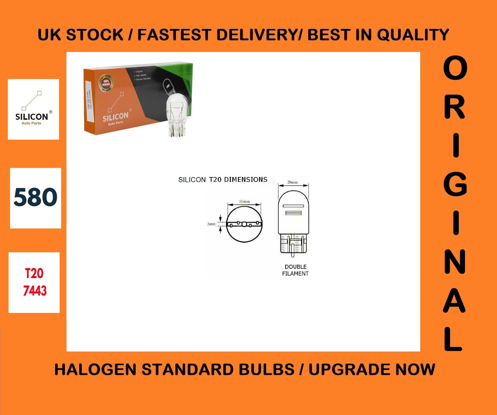 2 x T20 Fits Ford Kuga Brake Light Bulbs Capless Twin Filament Bulb