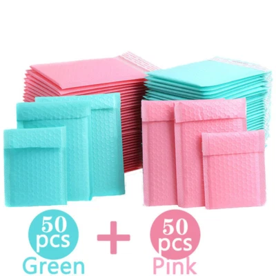 Enveloppes À Bulles Blanches Rose Vert Noire Transparent Pochettes Matelassées - Photo 1/4