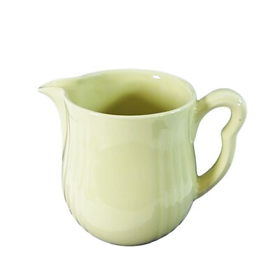 Pitcher Ceramic Vintage Ivory Ribbed Pattern Farmhouse Kitchen Decor 5 3/4'' Tall