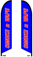 SMOKE n VAPE DOUBLE SIDED SWOOPER FEATHER FLAG BANNER SIGN 2120 blue