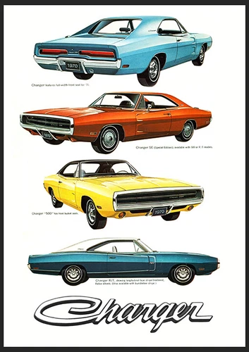 1970 Dodge Charger Range Vintage Car Advertising Poster
