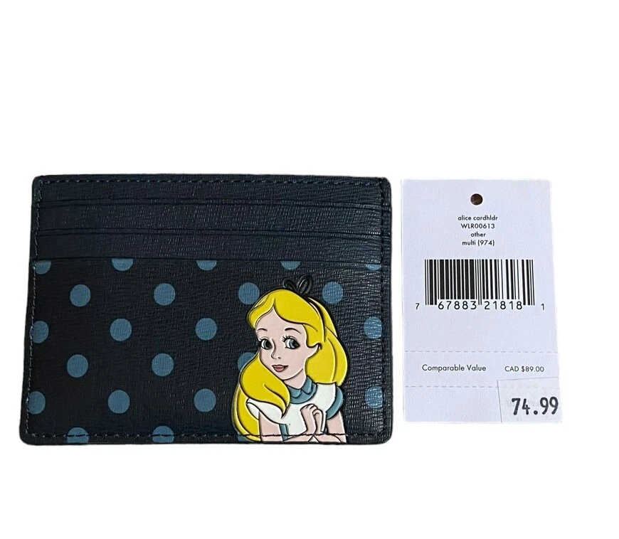 Tarjetero Kate Spade X Disney Alice azul lunares multicolor wlr00613 nuevo con etiquetas Foto 3 de 3