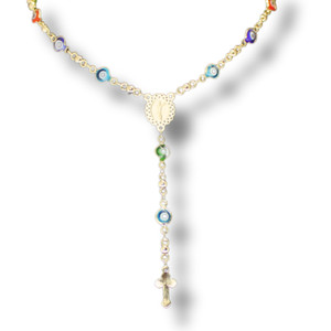 Authentic Rosary Necklace 14k Gold Plated Men Women Religious 24" Chain