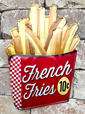 Blechschild French Fries 50 cm Deko USA American Bar Küche Diner Imbiss Pommes