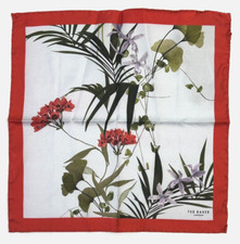 TED BAKER Silk Pocket Square Anatola Floral Print Wrap Scarf 13"x 13" Italy NWT