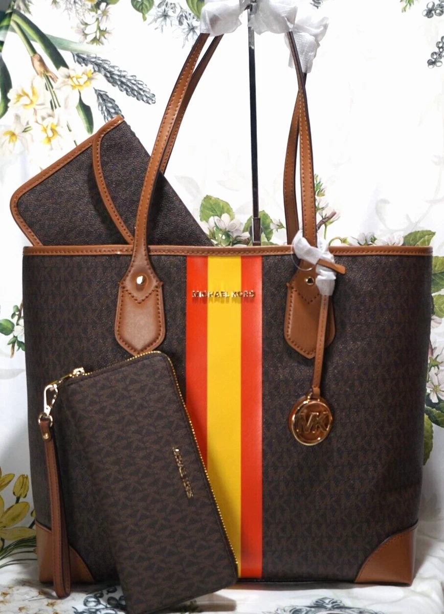 Michael kors center stripe tote outlet