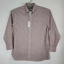 Daniel Cremieux Signature Collection LS Button Shirt Preppy Plaid Brown Sz Large