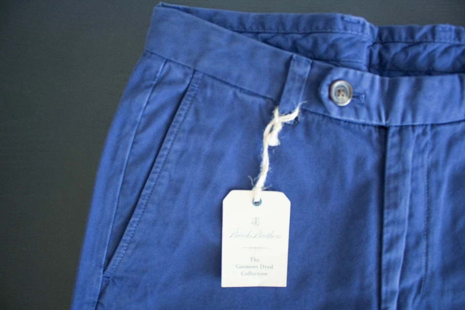 Pantalones Cortos Azul Brooks Brothers Bermuda Prenda Teñida 100% Algodón