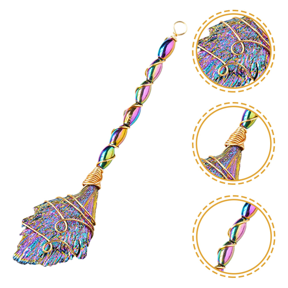 Crystal Stone Broom Office Decoration Hanging Ornament Child