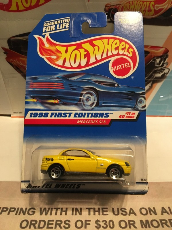 HOT WHEELS MERCEDES SLK YELLOW 1998 FIRST EDITIONS VINTAGE COLLECTOR #646 VHTF!