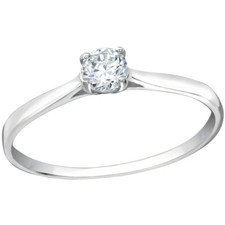 Sterling Silver Clear Cubic Zirconia Ring Solitaire Engagement Dress Friendship