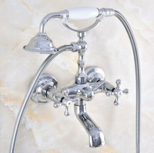 Polished Chrome Clawfoot Bathroom Bathtub Faucet Handheld Shower Mixer Tap