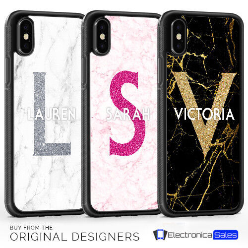 Personalised Marble Print Name Initials Custom Phone Case For iPhone X XS XR 8 7 - Picture 1 of 4