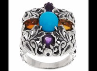 Carolyn Pollack Sterling And 1.50ct Gemstone Honeysuckle Statement Ring 7 Carolyn Pollack Sterling And 1.50ct Gemstone Honeysuckle Statement Ring 7