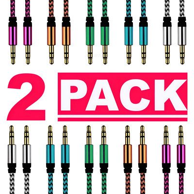 2PCS AUX Cable 3.5mm Jack Male to Male Stereo Audio Cord for PC iPod Car iPhone