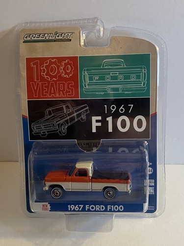 HTF GREENLIGHT 100 YEARS 1967 FORD F-100 Pickup Truck Red White w Tonneau 1:64