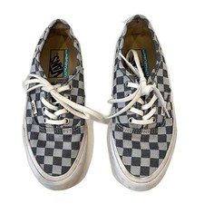VANS Black Grey Checker Checkerboard Lace Up Sneakers 6 Denim Casual