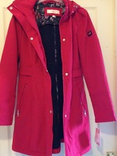 Stunning Brand New Ladies Eliza J Red Hooded Water Resistant Coat Size Xs