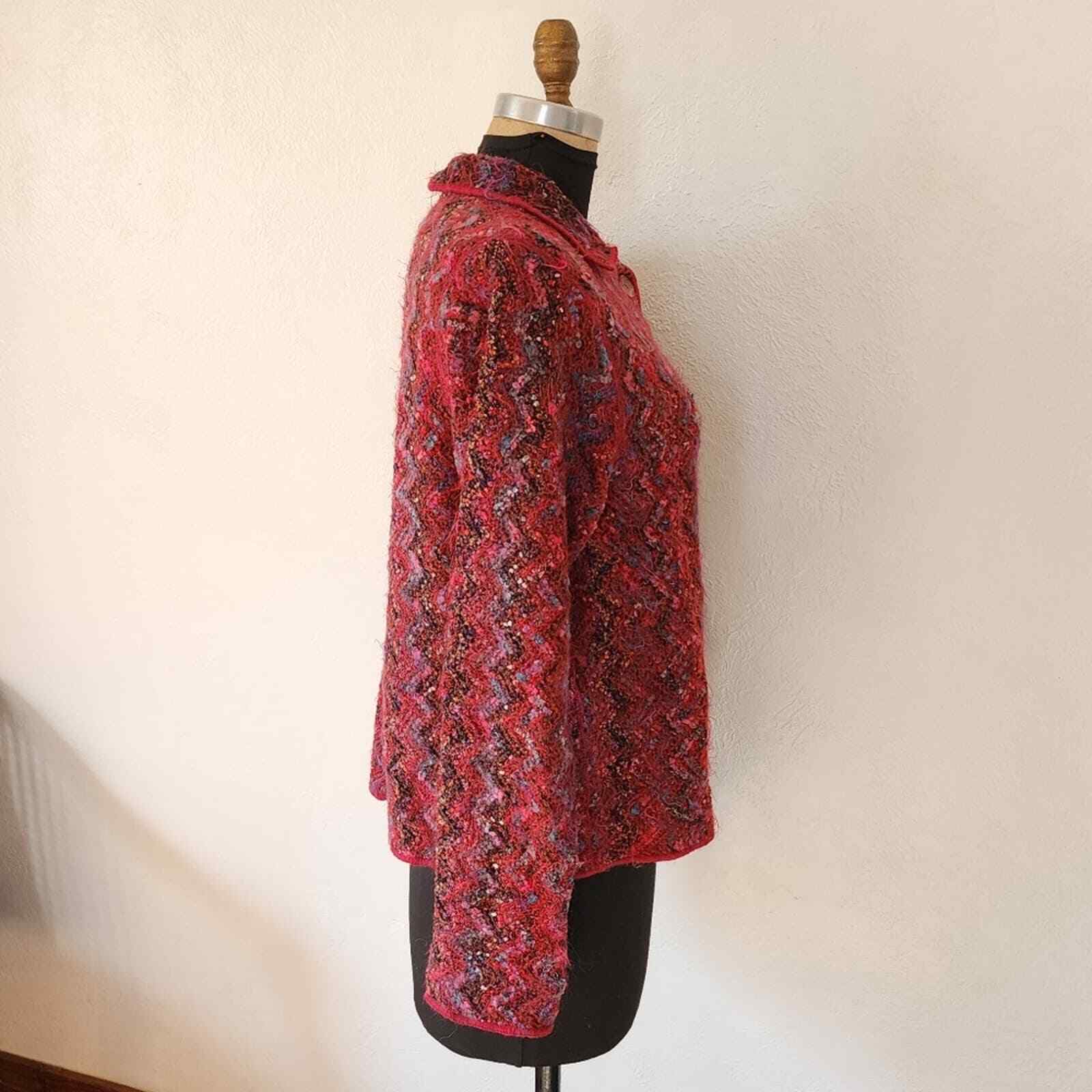 Avoca Button Up Collared Sweater Jacket Wool Moha… - image 3