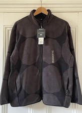 Marimekko Uniqlo Womens Black Grey Kivet Spot Print Fleece Jacket Xl Uk 16 Eu 44