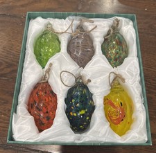 New 6 Pack Hand Blown Glass Ornaments