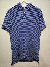 Ralph Lauren Performance Golf Polo Shirt Men  s XL Blue White Striped Causal