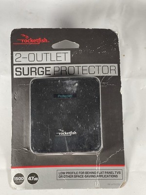 ROCKETFISH 2 Outlet Wall Tap 1500 Joules Surge Protector Low Profile