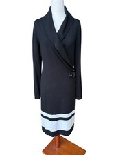 Lauren Ralph Lauren Black White Sweater Wrap Dress Size Medium