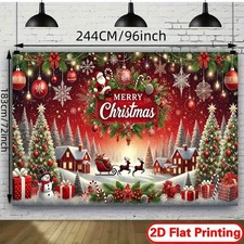  8x6ft Christmas Backdrop Merry Christmas Polyester Backdrop 8ftx6ft 2D Flat P