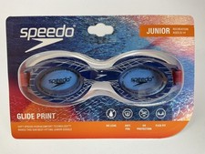Speedo Swimming JR. Glide Blue Red Stripe Goggles Ages Junior 6-14 NEW