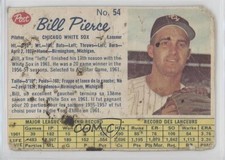 1962 Post Canadian Billy Pierce Bill Pierce #54 8tn