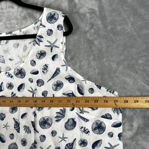 J.Jill Tops Love Linen Plus 3XL Sleeveless SeaShell Printed Blouse Preppy Beach - Picture 9 of 11