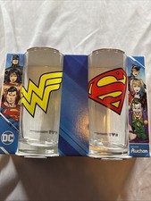 DC Comics Wonder Woman and Superman 2 Piece Glass Set 9oz Collectible